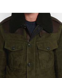 Ralph Lauren Purple Label Shearling And Leather Trimmed Suede Field Jacket