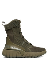 Balmain Khaki Suede B Army High Top Sneakers