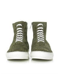 Alexander McQueen Perforated Suede High Top Trainers