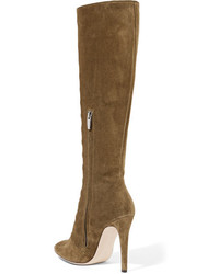 Gianvito Rossi Suede Knee Boots Army Green