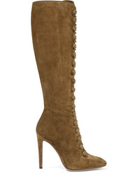 Gianvito Rossi Suede Knee Boots Army Green