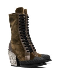 Chloé Brown Rylee 90 Baroque Velvet Lace Up Boots