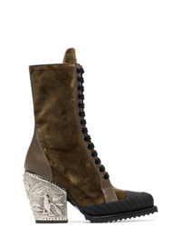 Chloé Brown Rylee 90 Baroque Velvet Lace Up Boots