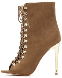 Charlotte Russe Lace Up Peep Toe Ankle Booties