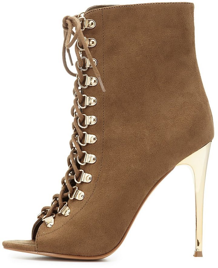 Charlotte Russe Lace Up Peep Toe Ankle 