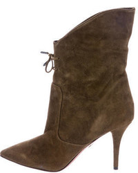 Aquazzura Suede Pointed Toe Ankle Boots