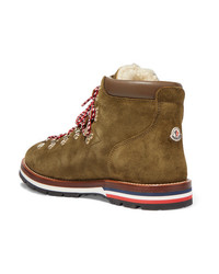 Moncler Blanche Shearling Lined Suede Ankle Boots