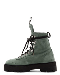 Off-White Green Suede Hiking Boots