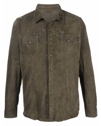D'aniello Suede Leather Long Sleeve Shirt