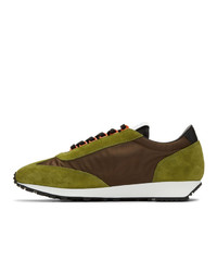 Prada Green And Brown Suede Sneakers