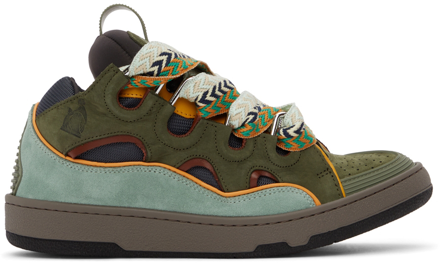 Lanvin Green Leather Curb Sneakers, $890 | SSENSE | Lookastic