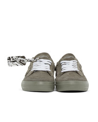Off-White Green Suede Vulcanized Low Sneakers