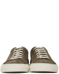 Common Projects Green Waxed Suede Achilles Low Sneakers