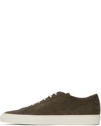 Common Projects Green Waxed Suede Achilles Low Sneakers