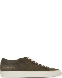 Common Projects Green Waxed Suede Achilles Low Sneakers