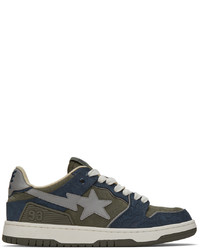 BAPE Navy Khaki Sk8 Sta Sneakers