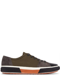 Prada Stratus Leather Suede And Twill Sneakers