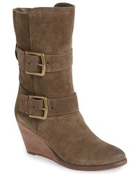 Olive Suede Mid-Calf Boots