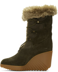 Chloé Green Shearling Foster Boots