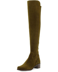 Olive Suede Over The Knee Boots