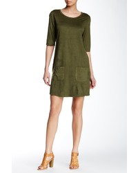 Harlowe Graham Two Pocket Faux Suede Dress