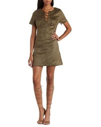 Charlotte Russe Renamed Lace Up Faux Suede Dress