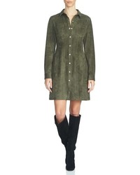 Olive Suede Shirtdress