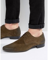 Asos Lace Up Shoes In Green Suede