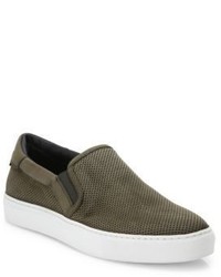 To Boot New York Stewart Suede Leather Perforated Slip On Sneakers