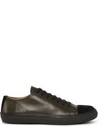 Dries Van Noten Cap Toe Leather And Suede Sneakers