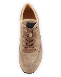 Tod's Suede Lace Up Trainer Sneaker Army Green