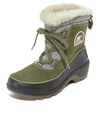 Olive Suede Snow Boots