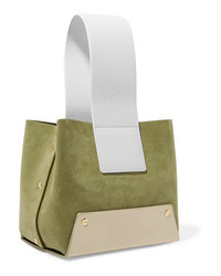 Yuzefi Tab Small Color Block Textured Leather And Suede Tote