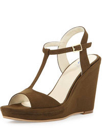 Olive Suede Wedge Sandals