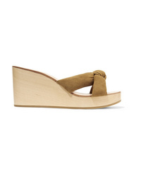 Loeffler Randall Taylor Knotted Suede Wedge Sandals