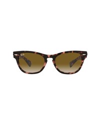 Ray-Ban 55mm Gradient Rectangular Sunglasses In Pink Havanaclear Brown At Nordstrom