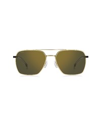 BOSS 57mm Polarized Aviator Sunglasses In Matte Gold Black Grey Gold At Nordstrom