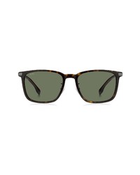 BOSS 57mm Rectangular Sunglasses In Havana Green At Nordstrom