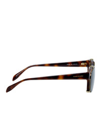 Alexander McQueen And Gold Rectangular 54 Sunglasses