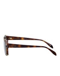 Alexander McQueen And Gold Rectangular 54 Sunglasses