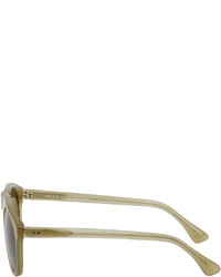 Dries Van Noten Beige Linda Farrow Edition Flat Top Sunglasses