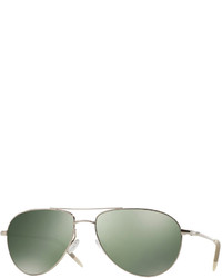 Oliver Peoples Benedict 59 Aviator Sunglasses Silver