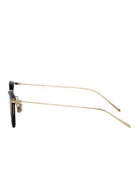 Linda Farrow Luxe Black And Gold Linear Childs C10 Sunglasses