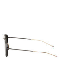 Thom Browne Black And Gold Round Tbs815 Sunglasses