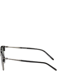 Montblanc Black Silver Round Sunglasses