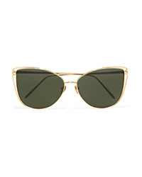 Linda Farrow Cat Eye Gold Tone Sunglasses
