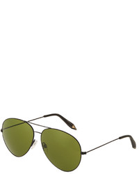 Victoria Beckham Classic Aviator Metal Sunglasses Evergreen