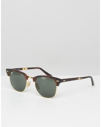 Ray-Ban Clubmaster Foldable Sunglasses In Tort 0rb2176