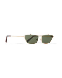 Le Specs Electricool Square Frame Gold Tone And Tortoiseshell Acetate Sunglasses