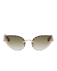 Chloé Gold And Green Cat Eye Sunglasses